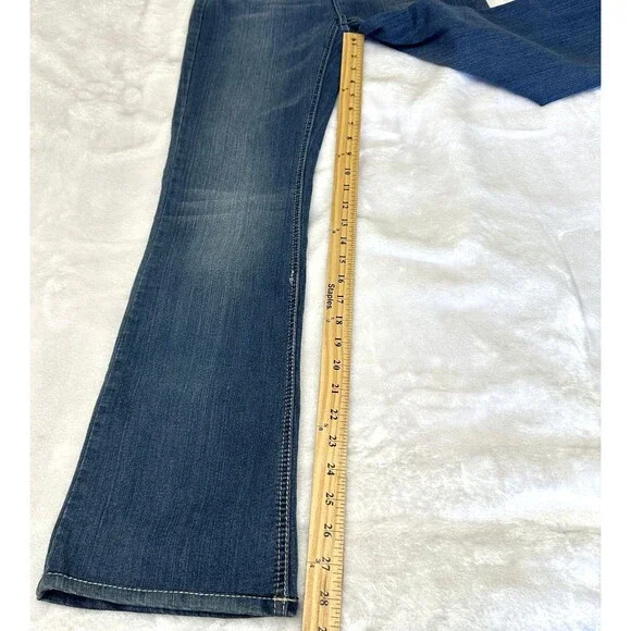 Cache Bootcut Jeans Women’s Blue Denim Stretch Rhinestones Embroidered Sz 2 - Picture 14 of 16